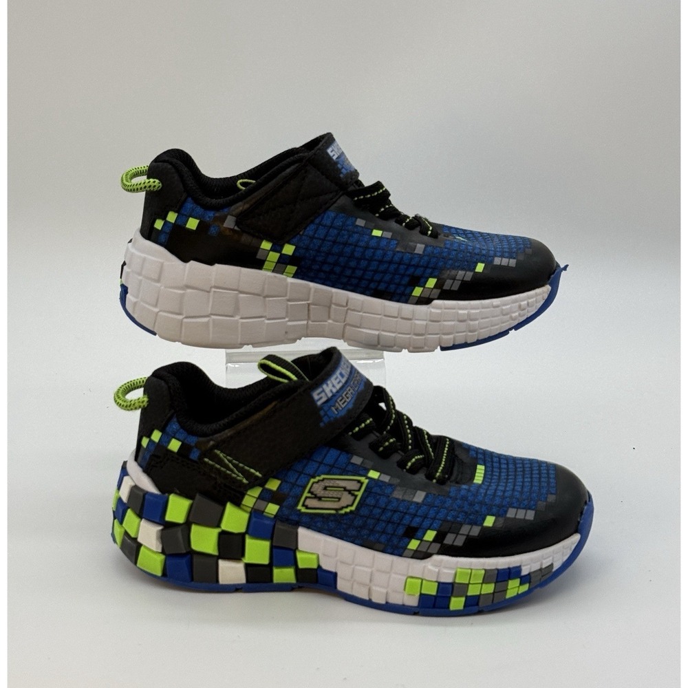 Skechers Mega-Craft 3 Minecraft Kids Sneakers Black Blue Athletic Sz 11 Gaming